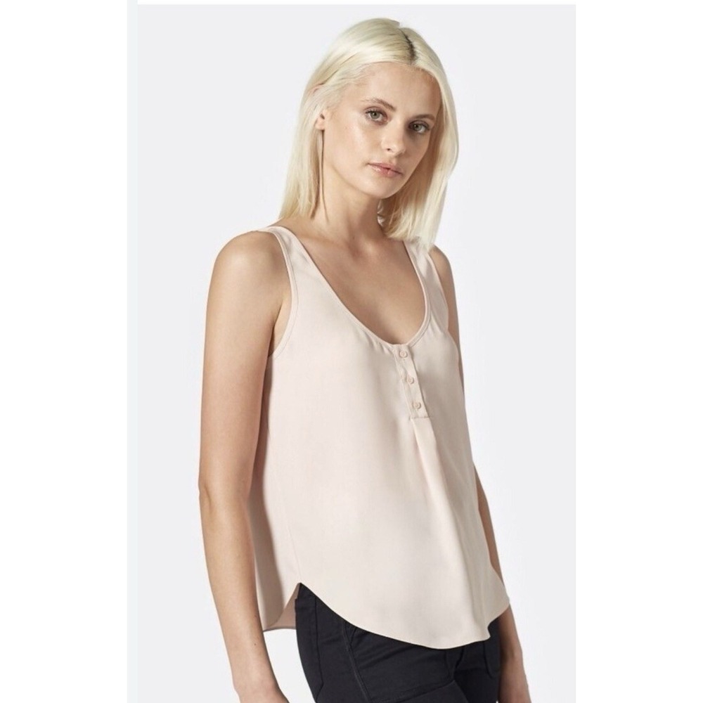 NWT Joie Caelen Silk Tank Top Womens XXS Blush Henley Capsule Office Luxury $178